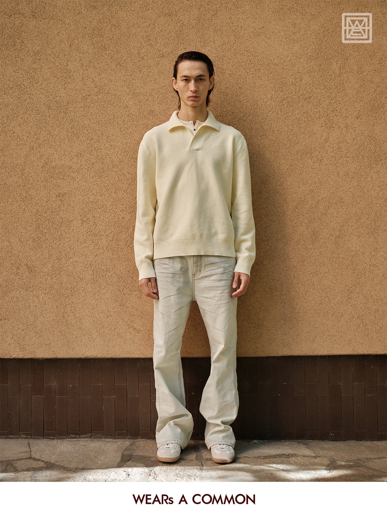 Seagull-Collared Heavyweight Cotton Sweater