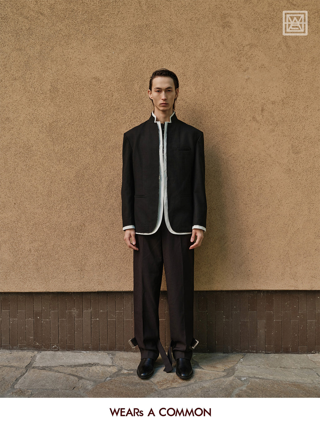 Stand-Collar Wool Blazer