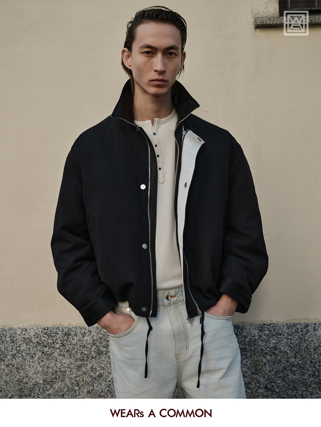 Wool-Acetate Collared Down Coat