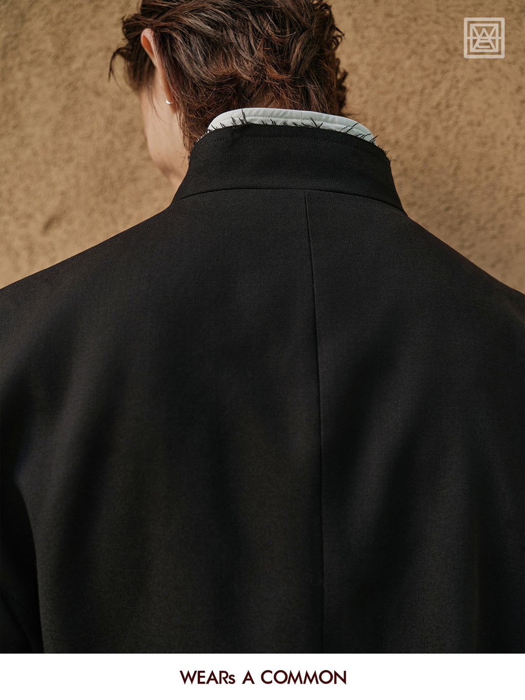 Stand-Collar Wool Blazer
