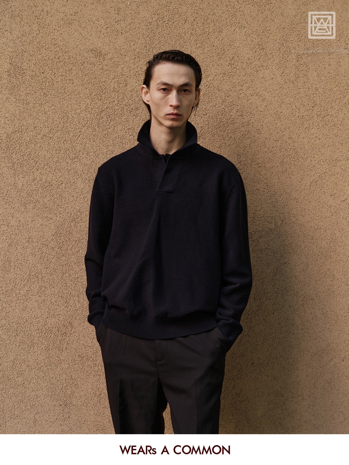 Seagull-Collared Heavyweight Cotton Sweater