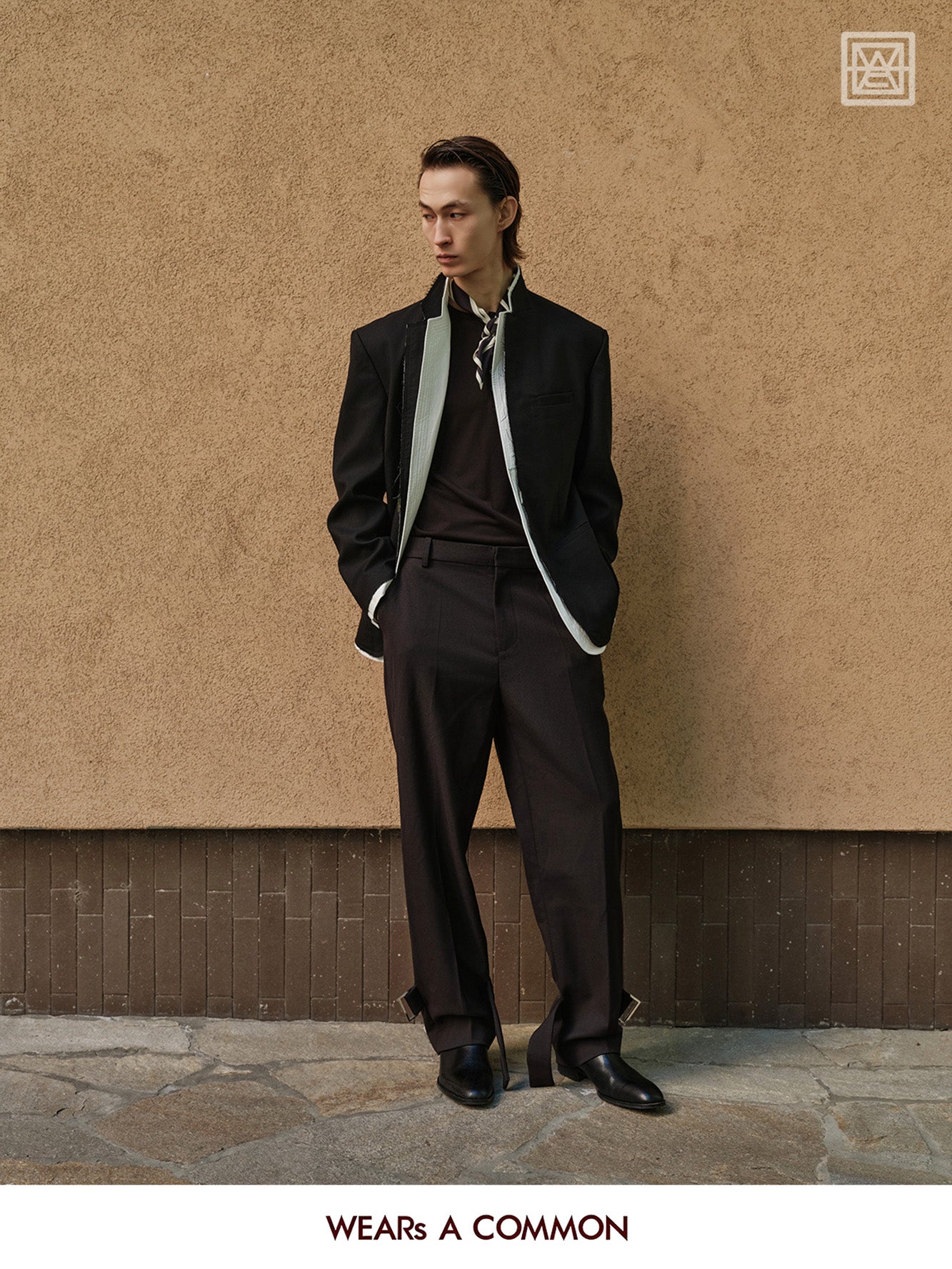 Stand-Collar Wool Blazer