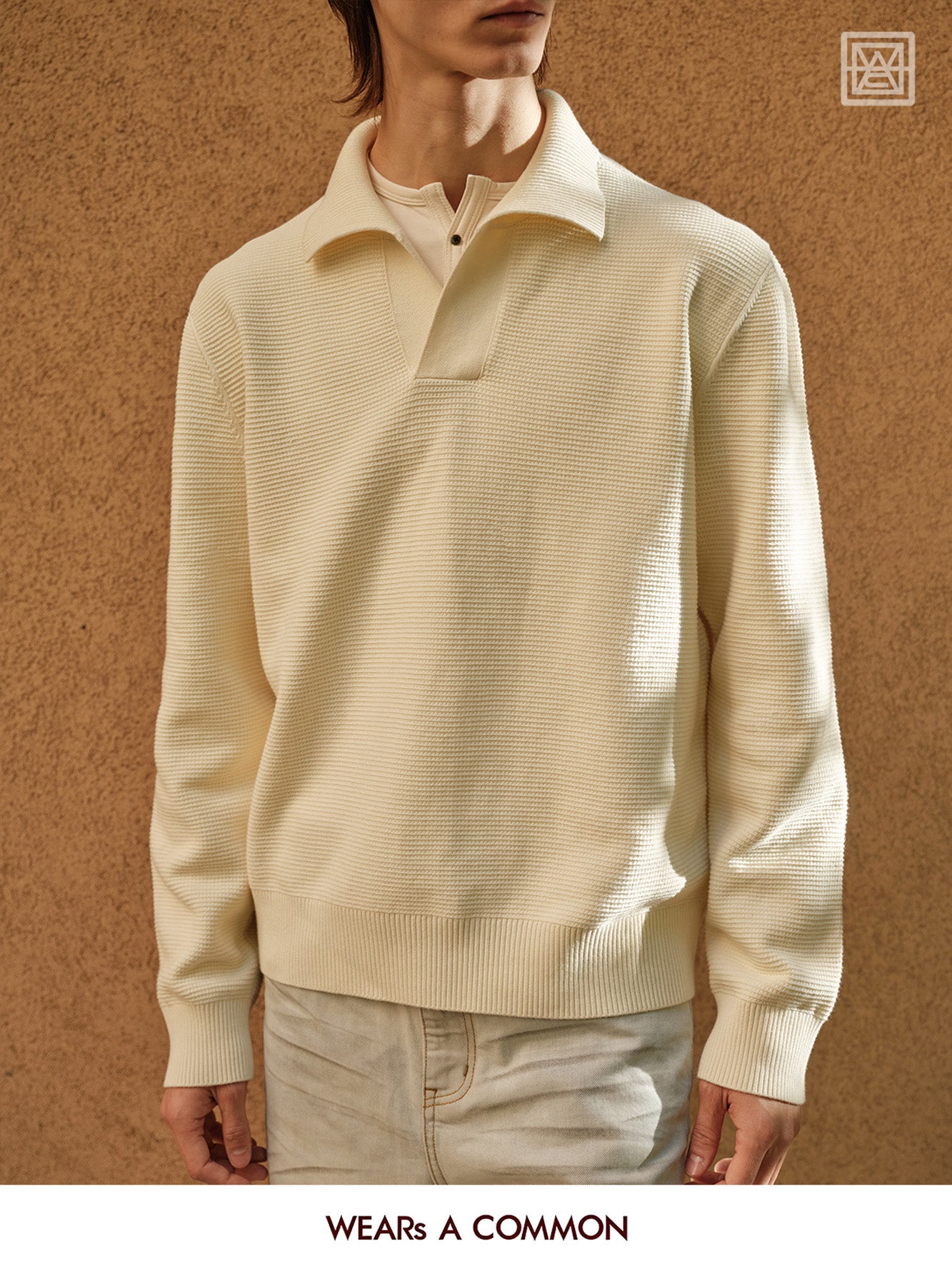 Seagull-Collared Heavyweight Cotton Sweater