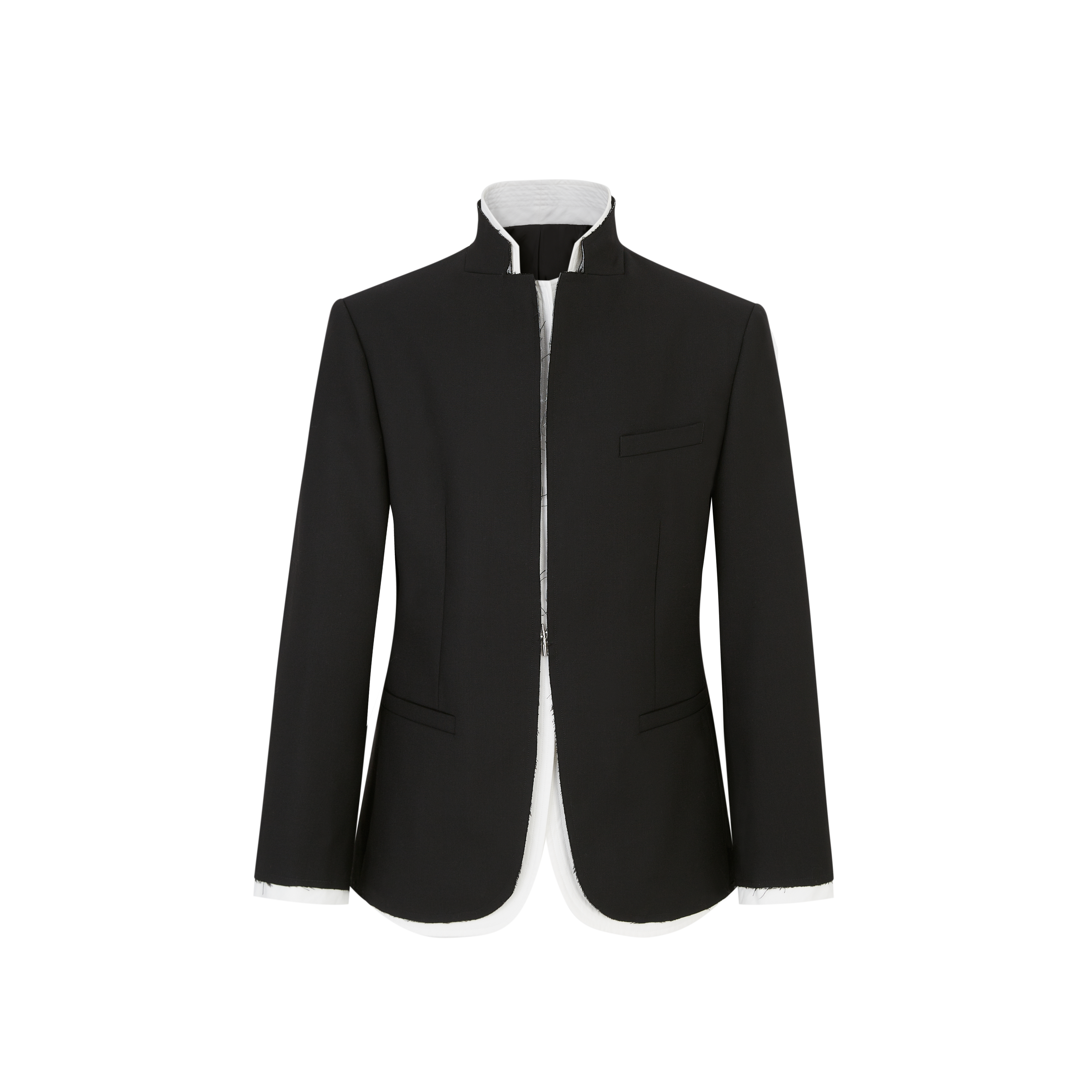 Stand-Collar Wool Blazer
