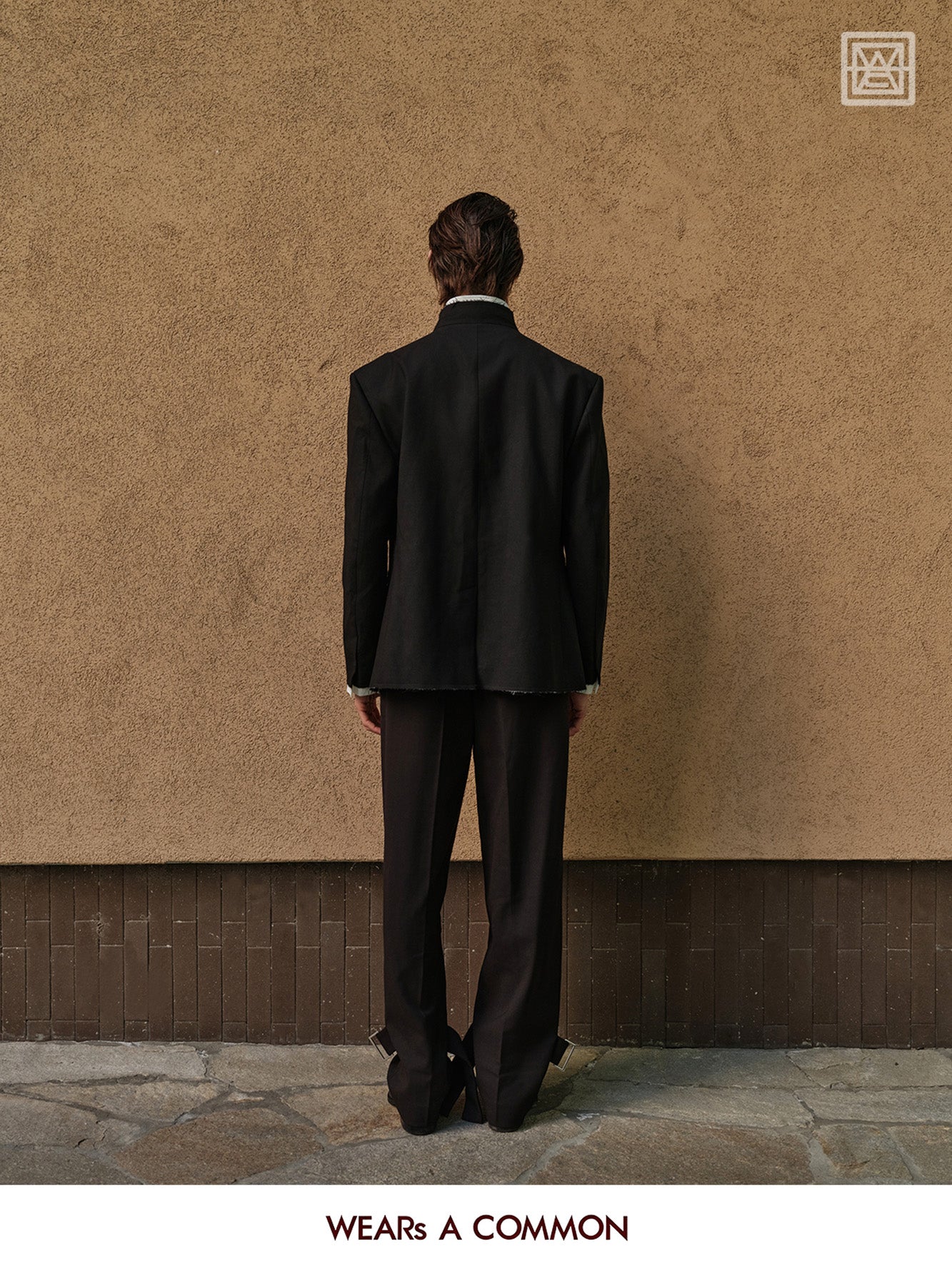 Stand-Collar Wool Blazer