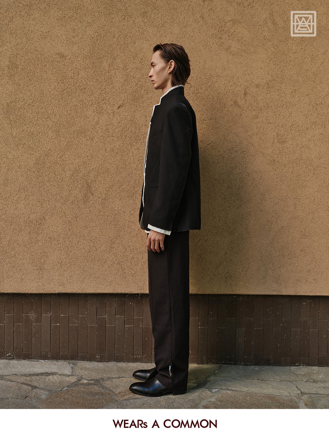 Stand-Collar Wool Blazer